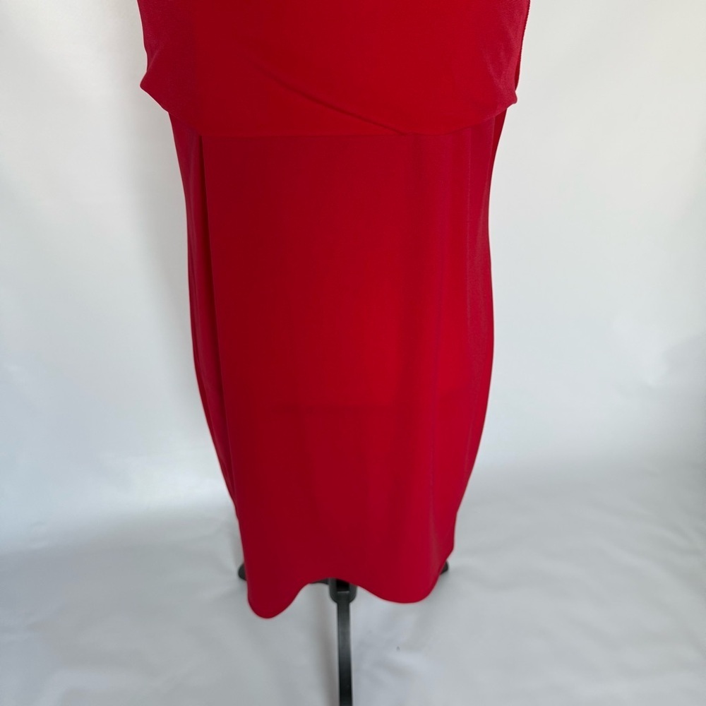 Evan Picone Woman’s Elegant Red Draped Neck Flattering Sheath Midi Dress 12 - Picture 7 of 15